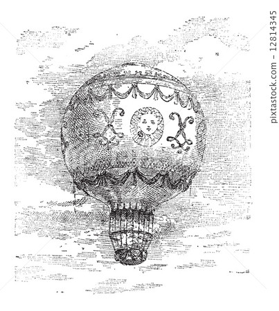 Montgolfier Hot Air Balloon, vintage engraving Montgolfier Hot Air Balloon, vintage engraving 12814345