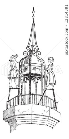 Jacquemart (bellstriker), vintage engraving. 12814391