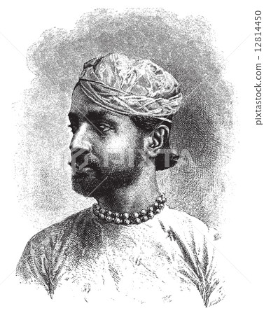 Sheodan Sing Maharao Raja Ulwur, vintage engraving. Sheodan Sing Maharao Raja Ulwur, vintage engraving. 12814450