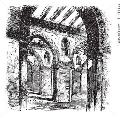 Ahmad Ibn Tulun, Mosque, ruins, Cairo, Egypt, vintage engraving. Ahmad Ibn Tulun, Mosque, ruins, Cairo, Egypt, vintage engraving. 12814453