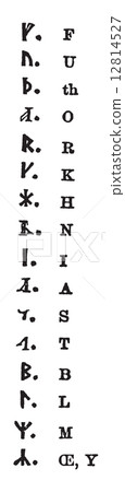 Runic alphabets vintage engraving Runic alphabets vintage engraving 12814527