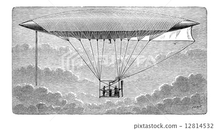 Aerostat, vintage engraving 12814532