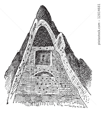 Termite nest, vintage engraving. 12814681