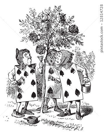 Two, Five and Seven painting the rosebush - Alice in Wonderland Two, Five and Seven painting the rosebush - Alice in Wonderland 12814728