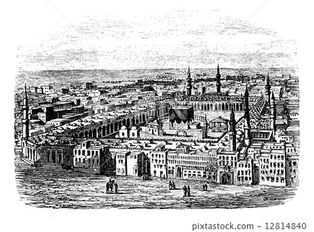 Grand Mosque in Mecca, vintage engraving 12814840