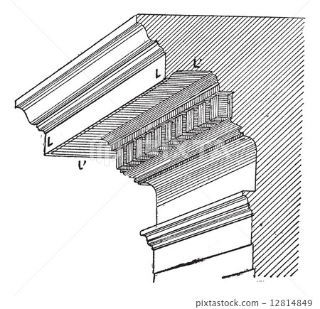 Gutta or Drip-Edge, vintage engraving Gutta or Drip-Edge, vintage engraving 12814849