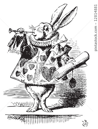White Rabbit, dressed as a herald, blowing trumpet - Alice's Adv 12814881