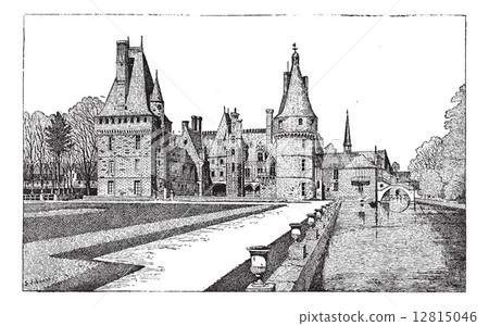 Maintenon Castle in Centre, France, vintage engraving 12815046