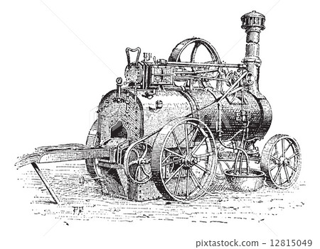 Agricultural Traction Engine, vintage engraving 12815049
