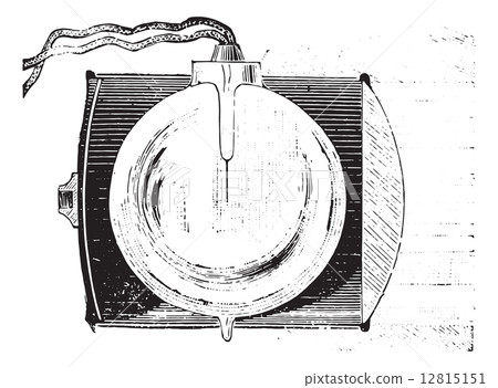 Electric tealight, vintage engraving. 12815151