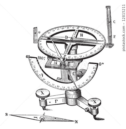 Strombo compass vintage engraving 12815211