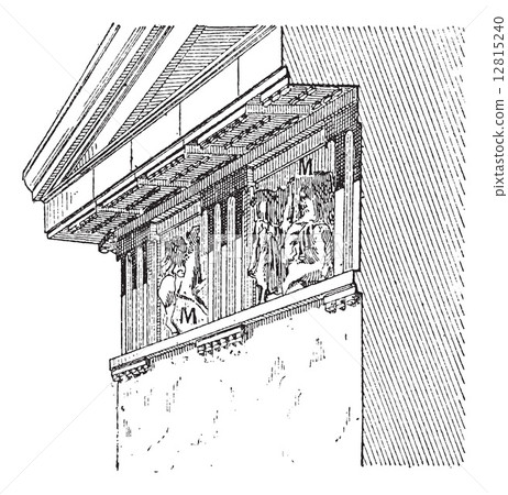 Metope, vintage engraving 12815240