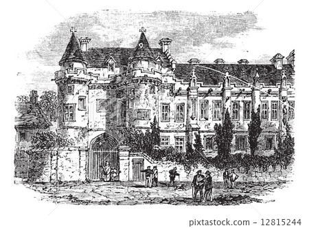 Falkland Palace in Fife, Scotland, United Kingdom, vintage engra Falkland Palace in Fife, Scotland, United Kingdom, vintage engra 12815244
