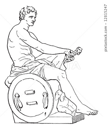 Statue of Mars, vintage engraving 12815247