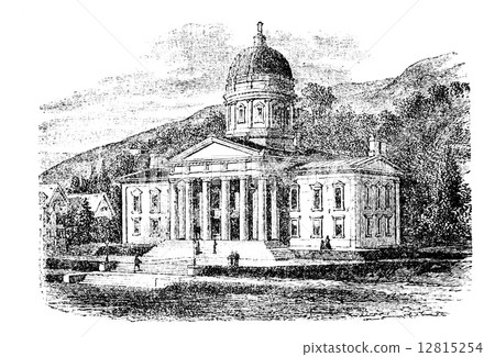 The State Capitol Building in Montpelier, Vermont, vintage engra 12815254
