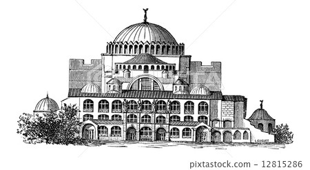 Hagia Sophia in Istanbul, Turkey, vintage engraving 12815286