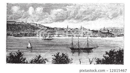Quebec, for taking the tip Levi, vintage engraving. Quebec, for taking the tip Levi, vintage engraving. 12815467