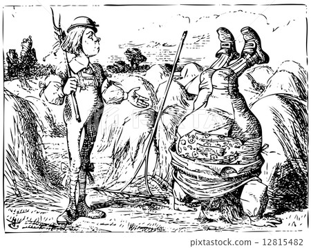 Old engraving of Father William standing on his head Old engraving of Father William standing on his head 12815482