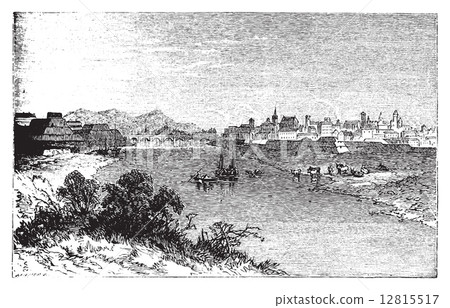 Alessandria city vintage engraving. In Piedmont, Italy, and the Alessandria city vintage engraving. In Piedmont, Italy, and the 12815517