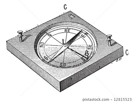 Circumferentor or Surveyor's Compass, vintage engraving 12815523