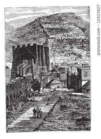 Derbent in Dagestan, Russian Federation, vintage engraving 12815627