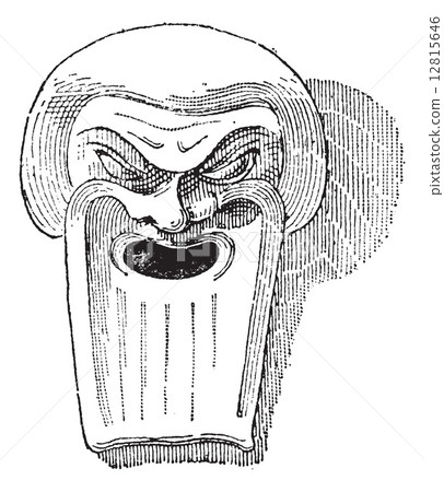 Greek Clay Mask, vintage engraving 12815646