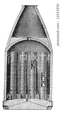 Section of a pottery kiln vintage engraving 12815650