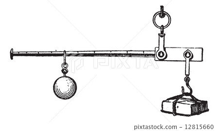 Fig. 1. Steelyard, vintage engraving. 12815660