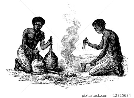 Blacksmiths of Caquingue in Angola in Southern Africa, vintage e 12815684