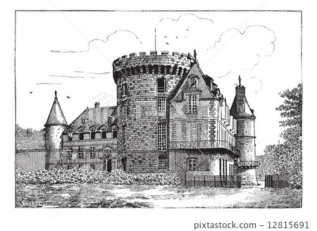 Chateau of Rambouillet, vintage engraving. 12815691