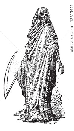 Death or the Grim Reaper, vintage engraving 12815693