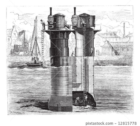 Construction of the pillars of Tay Bridge using compressed air S 12815778