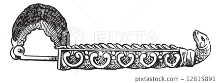 Greek fibula (brooch) vintage engraving 12815891