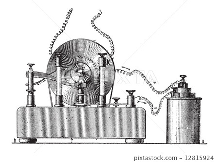 Electromagnetic Induction, vintage engraving 12815924