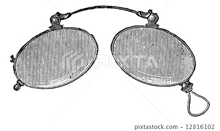 Glasses - ordinary nose clip, vintage engraving. 12816102