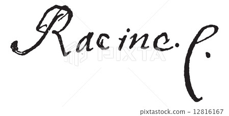 Signature of Jean Racine (1639-1699), vintage engraving. 12816167