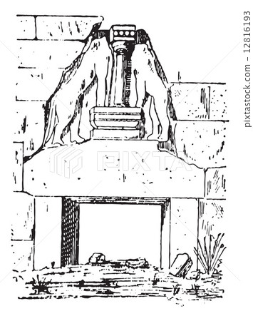 The Lion gate vintage engraving 12816193