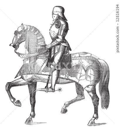 Chevalier on the horse vintage engraving 12816194