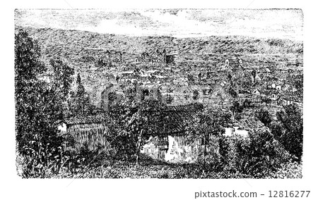 Bogota city, capital of Colombia, vintage engraving in the 1890s 12816277