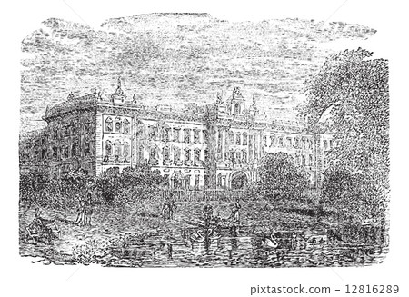 Buckingham Palace or Buckingham House in London England vintage Buckingham Palace or Buckingham House in London England vintage 12816289