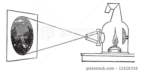 Magic lantern or Laterna Magica vintage engraving 12816338