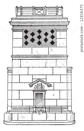 Reservoir, vintage engraving. Reservoir, vintage engraving. 12816375