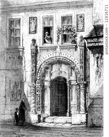 Luther House in Eisenach, vintage engraving. 12816711