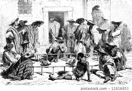 Sport Village, vintage engraving. 12816851