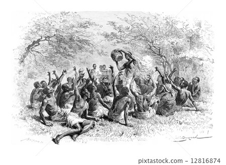 The Major and the Soothsayer, vintage engraving 12816874