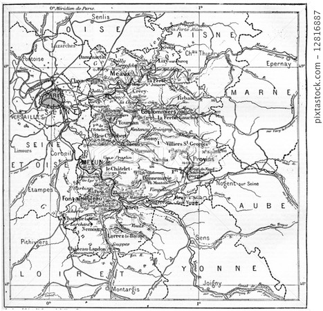 Map of department of Seine-et-Marne, France,... - Stock Illustration ...