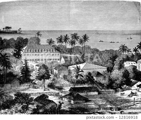 Tahiti. Government Palace. Barracks of marines. House of the for Tahiti. Government Palace. Barracks of marines. House of the for 12816918