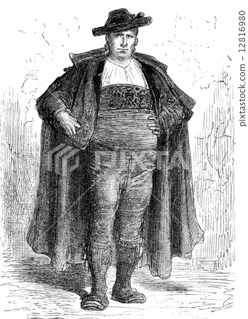 A charro around Salamanca, vintage engraving. 12816980