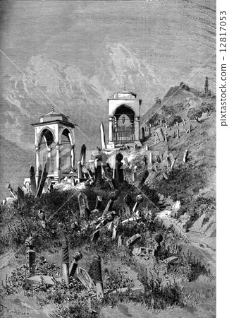 The cemetery in Sarajevo. Ca and the amount of mausoleums, vinta 12817053