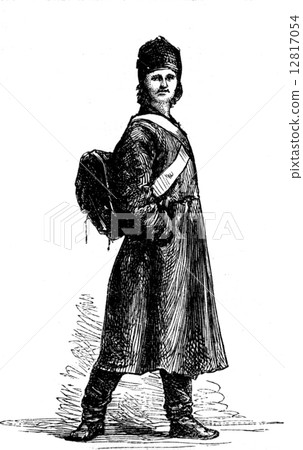 Young soldier, vintage engraving. 12817054